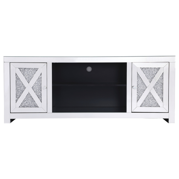 Elegant Decor 59 In. Crystal Mirrored Tv Stand MF9903